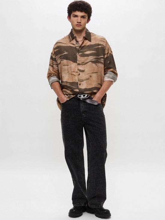 Diesel Other - Diesel S-Fluid-CMF Oversized Lyocell Shirt XL Abstract Camo Print NWT